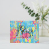 waterverven splatters elephant sketch briefkaart (Staand voorkant)