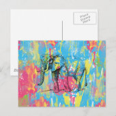 waterverven splatters elephant sketch briefkaart (Voorkant / Achterkant)