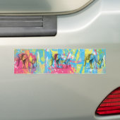 waterverven splatters elephant sketch bumpersticker (Op auto)