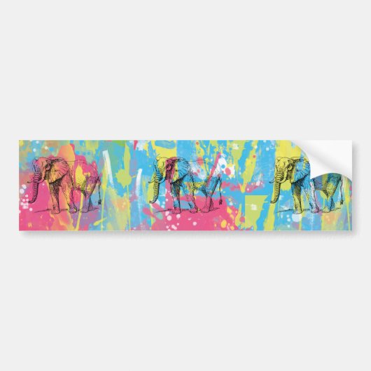 waterverven splatters elephant sketch bumpersticker (Voorkant)
