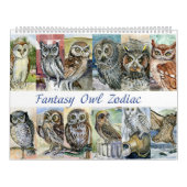Waterverven van de Owl zodiac fantasy 2015 Kalender (Hoes)