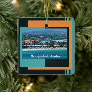 Waterverven van Oranjestad, Aruba Keramisch Ornament
