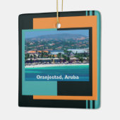 Waterverven van Oranjestad, Aruba Keramisch Ornament (Links)