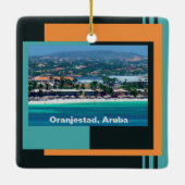 Waterverven van Oranjestad, Aruba Keramisch Ornament (Achterkant)