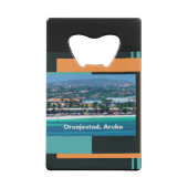 Waterverven van Oranjestad, Aruba Kredietkaart Flessenopener (Achterkant)