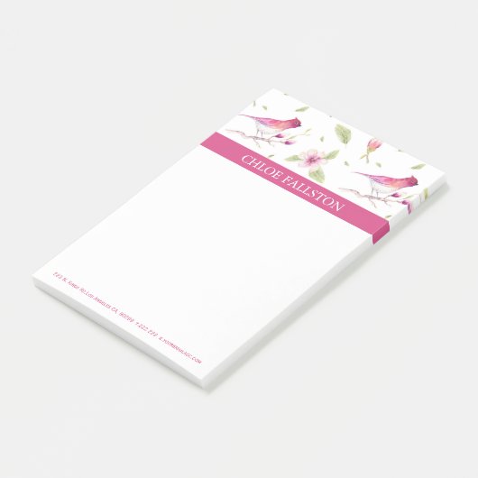 Waterverven Vogels en Bloemen Post-it® Notes (Schuin)