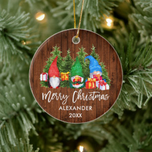 Waterverven voor kersthout in penseelscript keramisch ornament