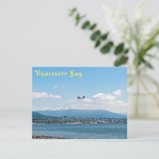 Watervliegtuig dat opstijgt over de baai van Vanco Briefkaart (Staand voorkant)