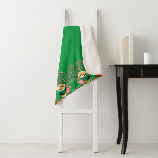 Watervogels Flamingo Tree of Life Greenery Custom Sherpa Deken (In situ)