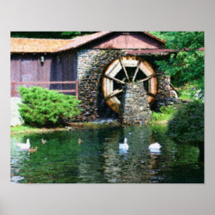 Waterwiel Duck Pond Seurat Photo Painting Poster