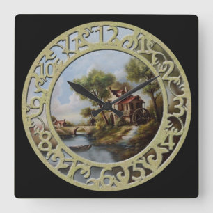 Waterwielkatoen op het water vierkante klok