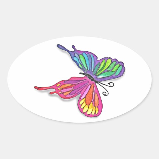 Watery Butterfly Ovale Sticker (Voorkant)