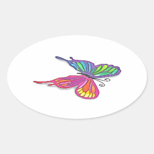 Watery Butterfly Ovale Sticker