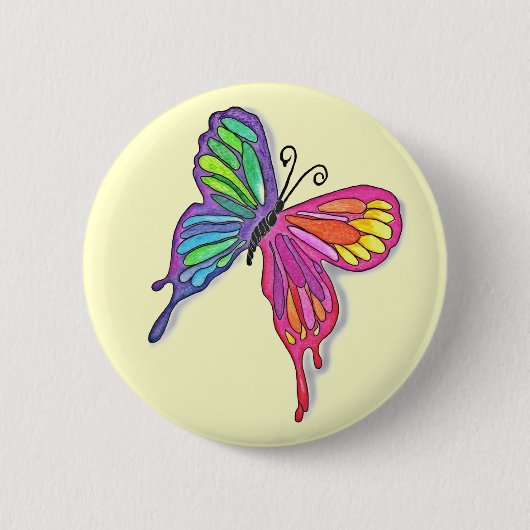 Watery Butterfly Ronde Button 5,7 Cm (Voorkant)