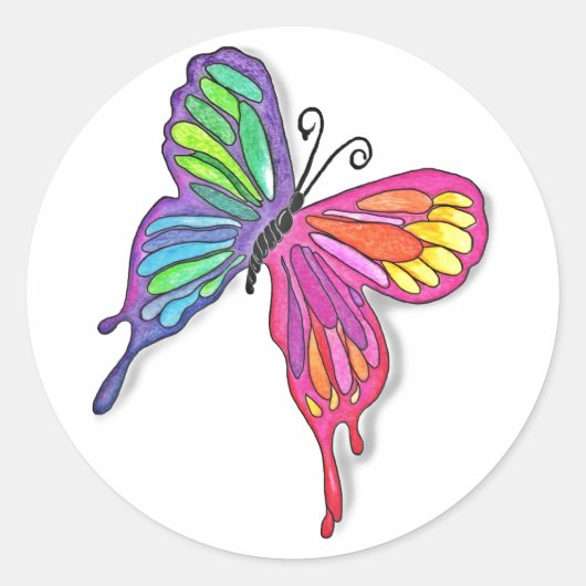 Watery Butterfly Ronde Sticker (Voorkant)