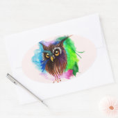 Watery Wood Owl Ovale Sticker (Envelop)