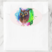 Watery Wood Owl Ovale Sticker (Tas)