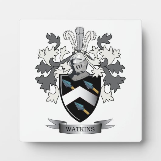 Watkins Family Crest Coat of Arms Fotoplaat (Voorkant)