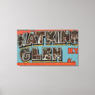 Watkins Glen, New York - Large Letter Scenes Canvas Afdruk