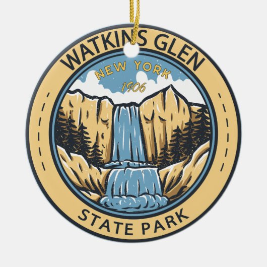 Watkins Glen State Park New York Badge  Keramisch Ornament (Voorkant)
