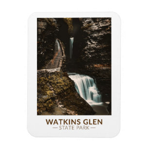 Watkins Glen State Park New York Waterverf Retro Magneet