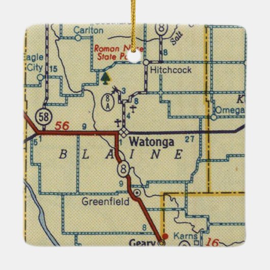 Watonga Oklahoma  kaart Keramisch Ornament (Achterkant)