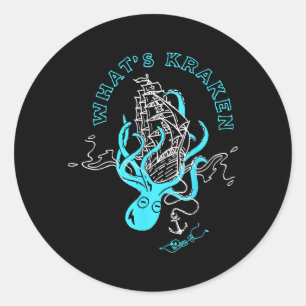 Wat's Kraken Grappige Octopus Zee Monster Grafisch Ronde Sticker