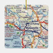 Watsonville CA  Map Keramisch Ornament (Achterkant)