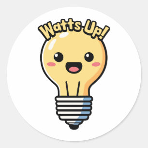 Watt omhoog! Schattigee gloeilamp Cartoon Ronde Sticker