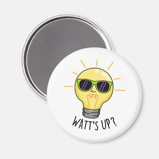 Watt-up Funny Light Bulb Pun Magneet (Voorkant / Achterkant)