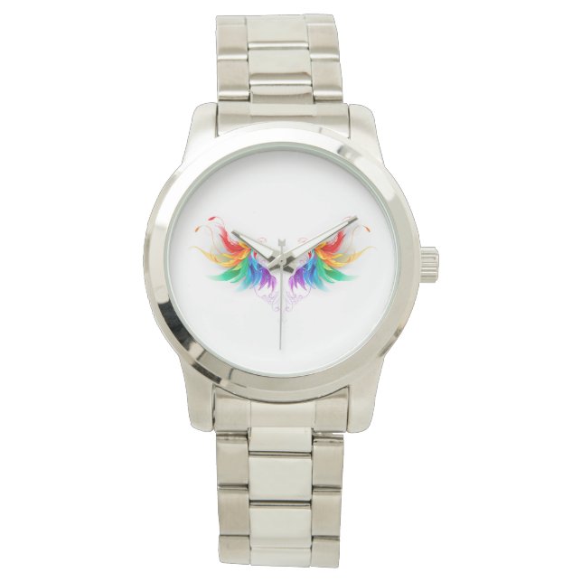 Wattebol Regenboog Vleugels Horloge (Voorkant)