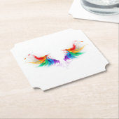 Wattebol Regenboog Vleugels Kartonnen Onderzetters (Gekanteld)