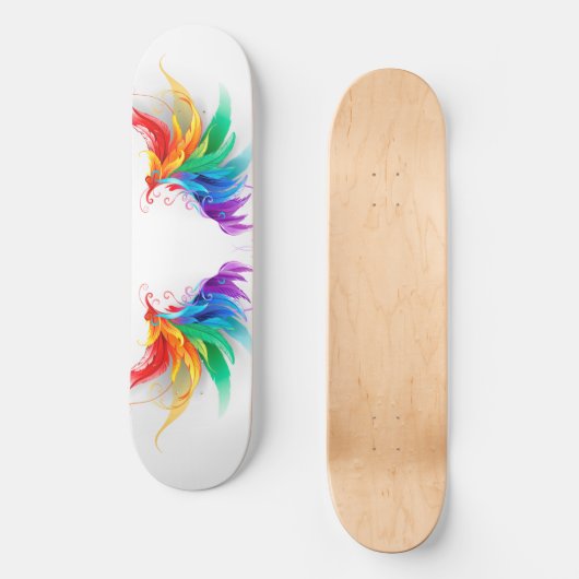 Wattebol Regenboog Vleugels Skateboard (Voorkant)