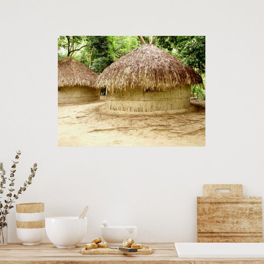 Wattle- en Daub-huts Poster (Keuken)