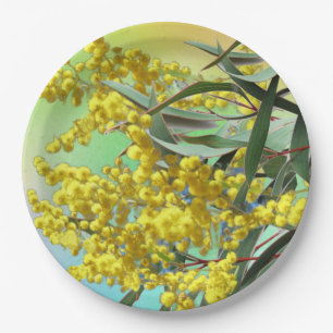 Wattle & Gum Leaves Australian 9" Papieren Bordje