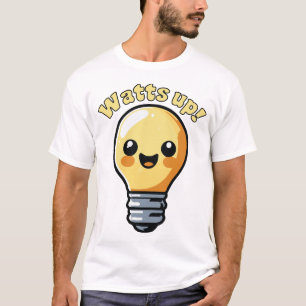 Watts Up Schattigee Elektriciteits Gloeilamp Carto T-shirt