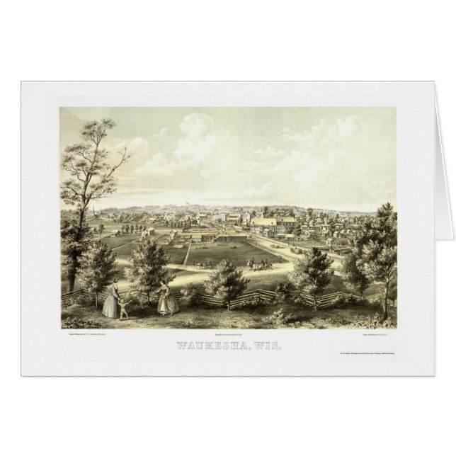 Waukesha, carte panoramique de WI - 1857 (Devant horizontal)