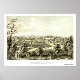 Waukesha, WI Panoramic Map - 1857 Poster