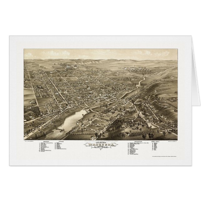 Waukesha, WI Panoramic Map - 1880 (Voorkant Horizontaal)
