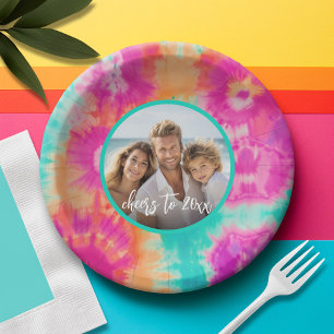 Wauw aan het Nieuwe Jaar Tie-Dye Turquoise Foto 70 Papieren Kommen