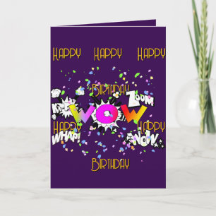 WAUW! Happy Birthday Paarse Wenskaart Kaart