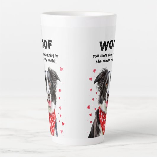 Wauw meer dan Border Collie Heart Bandana Latte Mok (Voorkant)