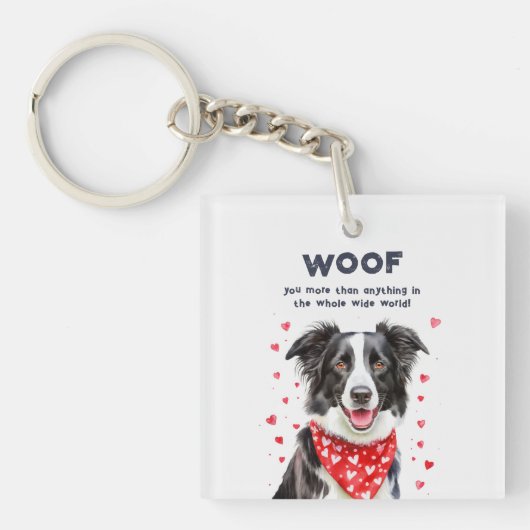 Wauw meer dan Border Collie Heart Bandana Sleutelhanger (Voorkant)