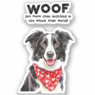 Wauw meer dan Border Collie Heart Bandana Sticker