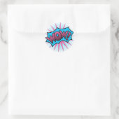 Wauw tekstontwerp ronde sticker (Tas)
