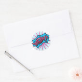 Wauw tekstontwerp ronde sticker (Envelop)