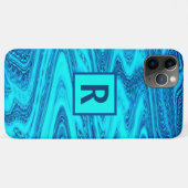 Wave Abstract Monogram Initialen Blauwe Patronen Case-Mate iPhone Case (Achterkant (horizontaal))