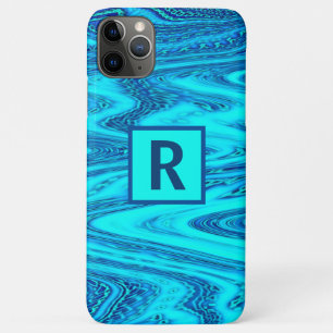 Wave Abstract Monogram Initialen Blauwe Patronen iPhone 11 Pro Max Hoesje