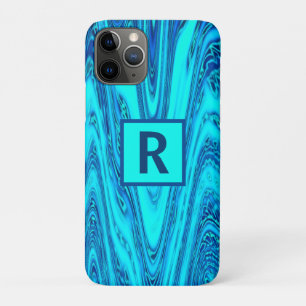 Wave Abstracte Patronen Monogram Initialen Blauw W iPhone 11 Pro Hoesje