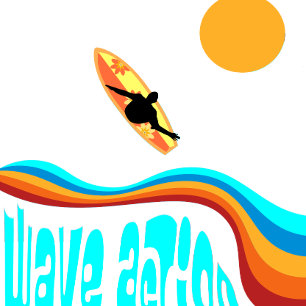 Wave Action Surfer op een kleurrijke golven T-shirt